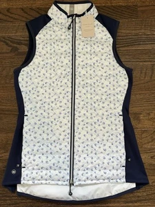 NWT Peter Millar Fuse Hybrid Womens Sz XS Golf Paisley White Navy Full Zip $225 - Picture 1 of 9