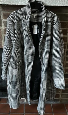 Maurice’s Pea Coat Houndstooth Women’s Plus Size 1X Black/White - Image 1 of 4