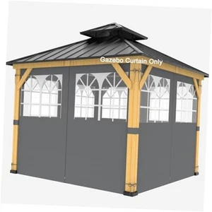 10ft x 10ft Gazebo Curtains,Privacy Replacement Sidewall with 10‘x10’ Gray - Picture 1 of 8