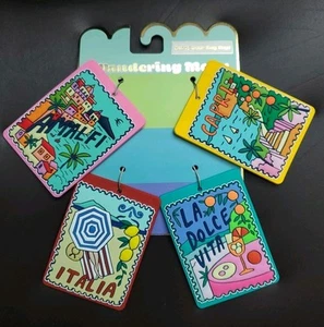 Wandering Moon 4 pcs Luggage Tags w/ID Window Amalfi/Capri/Italia/Dolce Vita New - Picture 1 of 4