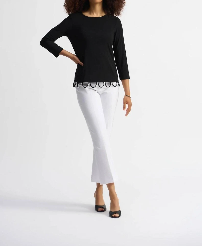 Joseph Ribkoff Loop Detail Quarter Sleeve Fitted Top Size 8 (UK 10) - Image 1 of 4