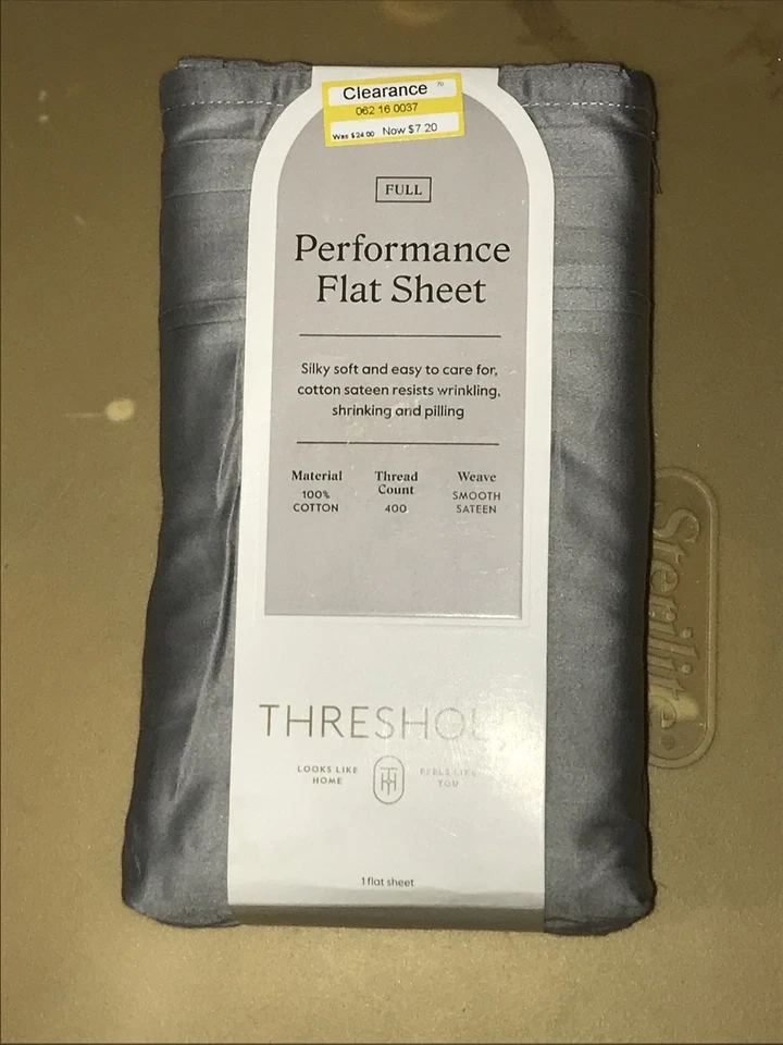 Threshold Performance Cotton Sateen Flat Sheet - Classic Gray Full