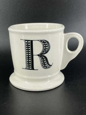 Taza de café blanca Anthropologie 14 oz negra letra R inicial monograma Foto 1 de 4