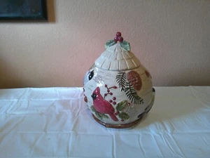 Sonoma Holiday Cardinals und Chickadees Keramik Keksdose - Bild 1 von 5