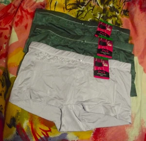 3 NEW MAIDENFORM 40774 A18P  MF COVERED WAIST BOYSHORT PANTIES L/7 - Picture 1 of 2