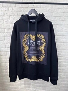 Versace Jeans Couture Boroque Big Logo Black Hoodie Men's Size M ITALY - Picture 1 of 9
