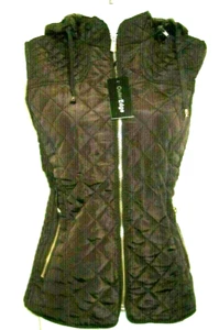 Outer Edge Women's Sleeveless Hooded Vest Coat Jacket  Outwear Brown Sz L - Picture 1 of 5