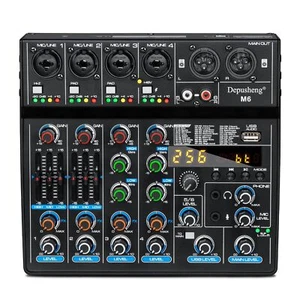 M6 6 Kanal DJ Mixer tragbare Bluetooth MP3 audio mischpult integrierte 256 di... - Bild 1 von 9