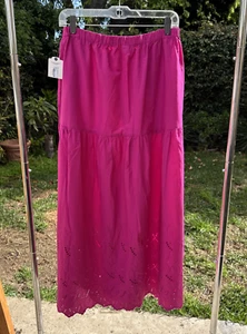 St. John's Bay M Rock cool fuchsia rosa Maxi Bauern Ösen Baumwolle Neu mit Etikett - Bild 1 von 8