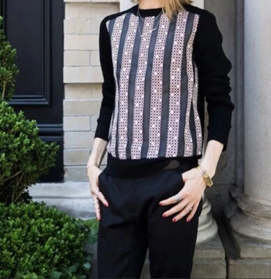 Suéter painel de seda Tory Burch lã merino tamanho XS Kimba - Imagem 1 de 4