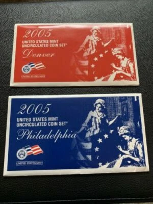 E1  2005 P D US Mint Set 22 coins PHILADELPHIA DENVER Uncirculated - Image 1 of 2