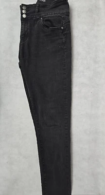 Pantalones de mezclilla negros de tiro medio recto talla 13/14 de bambú para mujer Foto 1 de 4