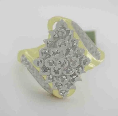 GENUINE0.50 Cts DIAMONDS COCKTAIL ENGAGEMENT RING 10K GOLD - Free Certificate - Image 1 of 4