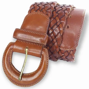 Vintage Coach Braided Tan Leather Belt Size Medium 1.85in Wide #3852 Designer - Picture 1 of 9