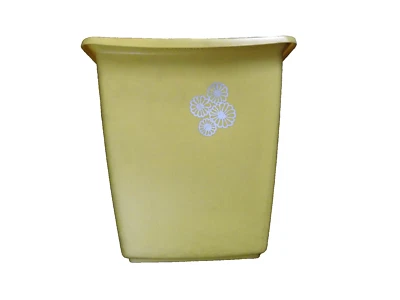 Bote de basura de baño Rubbermaid años 70 de colección cosecha mostaza oro margaritas 12" 2959 usado en excelente estado Foto 1 de 4