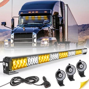 35" 32 LED Amber White Emergency Hazard Warning Strobe Traffic Advisor Light Bar - Picture 1 of 12