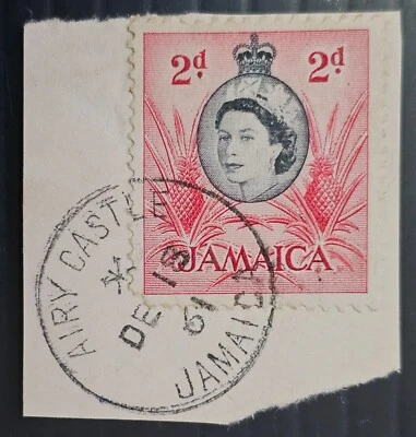 Jamaica 1961 sello 2D en pieza CD Airy Castle Foto 1 de 2