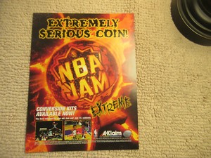 Original 1996 ad  11- 8.5'' nba jam extreme acclaim ARCADE video GAME FLYER