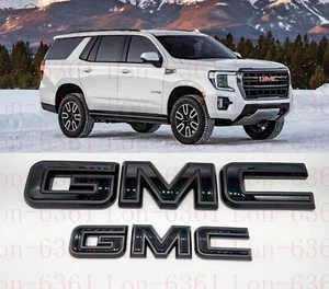 2021-2024 GMC YUKON Front Rear Tailgate Gloss Black Matte Black OVERLAY Emblem - Picture 1 of 10