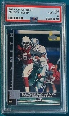 1997 Upper Deck Football #133 Emmitt Smith PSA 8 - Image 1 of 2