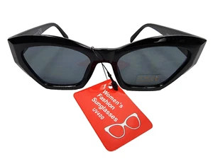 Occhiali da sole donna moda UV400 montatura nera nuovi con etichette - Foto 1 di 6