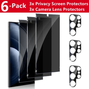 Tempered Glass Privacy Screen Protector for Samsung Galaxy S25 Ultra S24 Ultra - Picture 1 of 14
