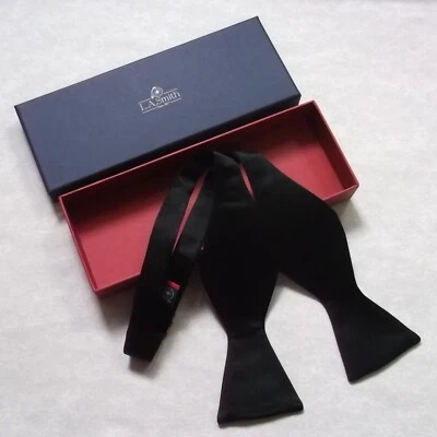 Bow Tie Self Tie Black Silk Dickie by Lloyd Attree & Smith New with Gift Box