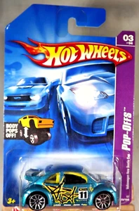 2007 Hot Wheels #39 Pop Offs 3/4 VOLKSWAGEN NEW BEETLE CUP Teal wChrome10Sp Vari - Picture 1 of 5