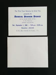 1984 761st Tank Battalion & Allied Vets Annual Dinner Dance INVITE & ENVELOPE - Picture 1 of 6