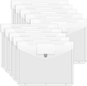 10 Pack 8.6 x 11.6 inches 3 Ring Clear Poly Binder Pocket with Hook Loop Closure - Picture 1 of 10