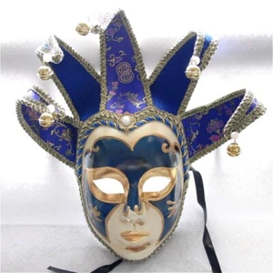 Venetian Masquerade Masks Full Face Jester Joker Halloween Cosplay Mask New Prop - Picture 1 of 10