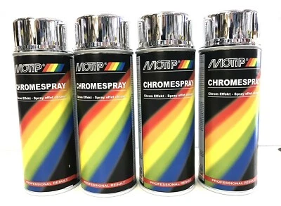 4 X Motip Vernice Spray Cromata Vernice Ottima Adesione Paracolpi Ruote 400ml  - Immagine 1 di 2