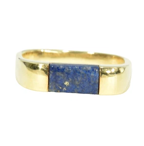 14k Solid Gold Rectangle Natural Lapis Lazuli Ring by Tosse of Germany - Picture 1 of 15