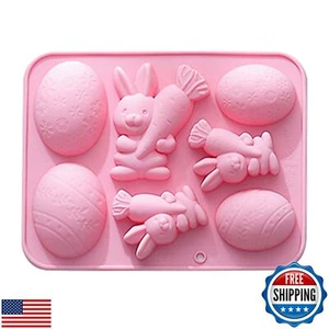 UOUYOO Easter Egg Silicone Mold Easter Bunny Silicon Molds for Chocolate 4 Eg - Picture 1 of 5