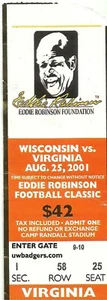 2001-8-25 College Football Ticket - Wisconsin Badgers V Virginia Cavaliers - Bild 1 von 1
