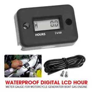 Waterproof Digital LCD Hour Meter Gauge for Motorcycle Generator Boat Gas Engine - Picture 1 of 8
