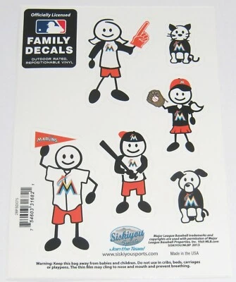 Miami Florida Marlins Outdoor Rated Vinyl Family Decals MLB Licensed Baseball - Image 1 of 3