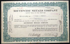 1930 SOUTHWEST METALS COMPANY STOCK CERTIFICATE