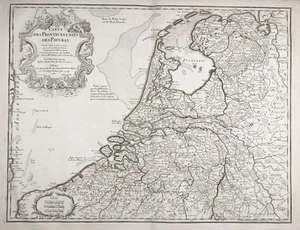 Holland Pays Bas Netherlands Países Bajos mapa mapa mapa Delisle grabado 1780 - Imagen 1 de 1