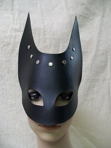 Sexy Black Horn Eye Mask Batman Catwoman Medieval Executioner Roleplay Fantasy - Picture 1 of 7