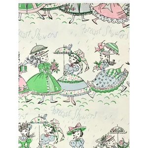 Vintage Forecast Showers Gift Wrap, Girls w/ Parasols, Wedding Wrapping Paper - Picture 1 of 3