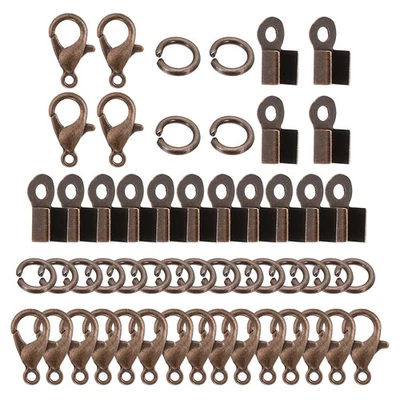 Cierre de langosta anillo de salto abierto tapa de extremo de cordón plegable para joyería hágalo usted mismo, cobre rojo Foto 1 de 4