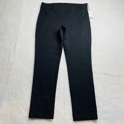 Pantalones a rayas esenciales modernos de tiro alto negros talla L de Calvin Klein para mujer nuevos con etiquetas Foto 1 de 4