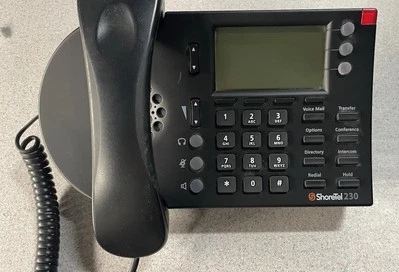 Gently Used ( Qty 10 )ShoreTel ShorePhone IP 230 Phone, Stand, Handset & Cord - Image 1 of 2