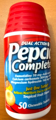 Pepcid Complete Acid Reducer + Antacid Chewables, TROPICAL FRUIT 50/Ct EXP:09/27 - Image 1 of 2