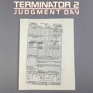 Terminator 2 - Production Used Call Sheet, Tanker Chase, From Lightstorm Office - Picture 1 of 8
