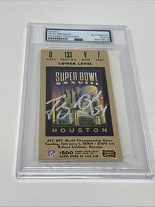 2004 Super Bowl XXXVIII Test Bruschi AUTOGRAPH Full Ticket GOLD AUTH PSA DNA - Picture 1 of 4