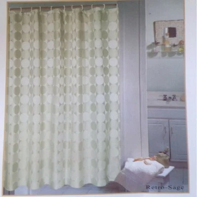 Cortina de Ducha Retro-Sage 70"W x 72"L Poliéster Foto 1 de 4