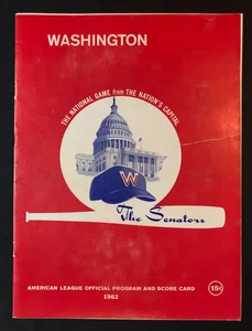 1962 Washington Senators Official Program & Score Card MLB Baseball Game NICE! - Picture 1 of 4