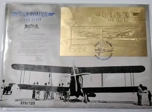 2020 - 100 YEARS CIVIL AVIATION- IMPRESSIONS GOLD MINI SHEET & LGE COVER #70/120 - Picture 1 of 4